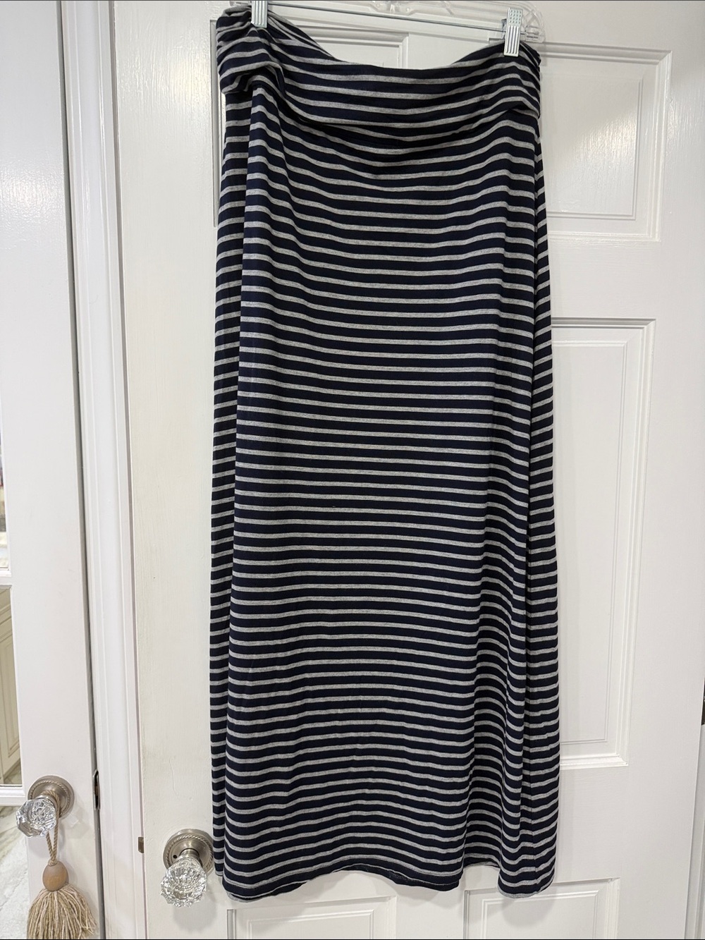 J. Crew Navy and White Striped Maxi Skirt